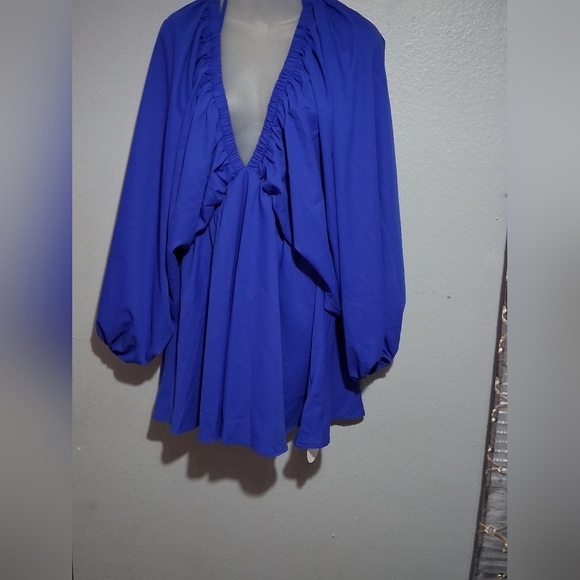 SHEIN Blue Relaxed Tunic with Ruffled Sleeves - Picture 2 of 7